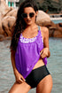 Printed Splicing Racerback Tankini